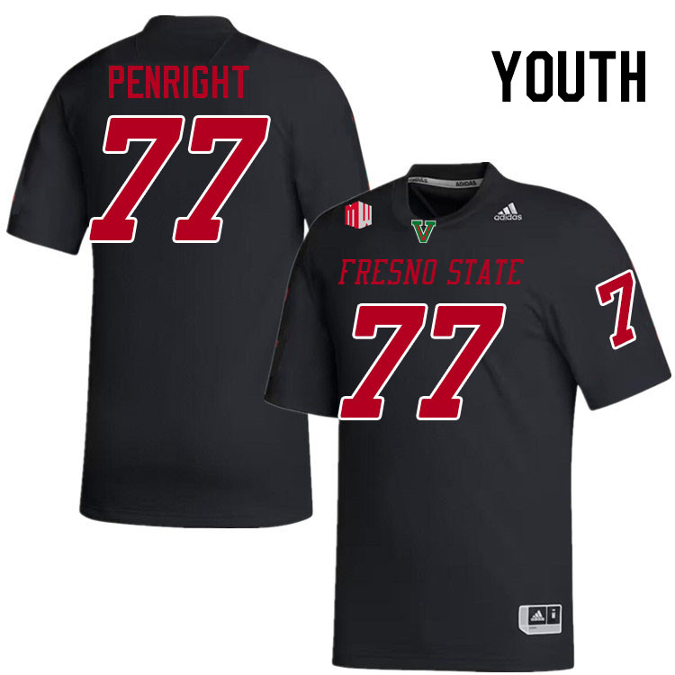 Youth #77 Toreon Penright Fresno State Bulldogs College Football Jerseys Stitched-Black